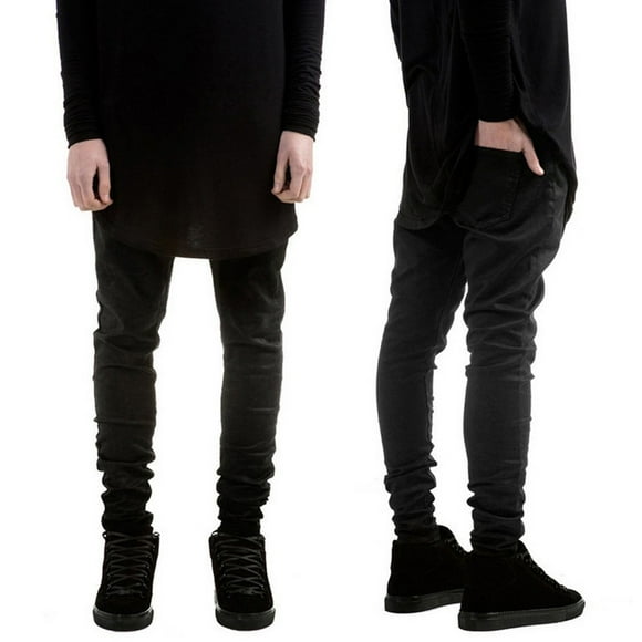 EGNMCR Jeans for Men, Men's Elastic Waist Loose Fit Denim Pants, Mens Pull On Jeans Men's New Fashion Casual Straight Solid Jeans Slim Trousers Long Pants Men Pants