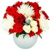 Peppermint by Arabella Bouquets with a Free Hand-Blown Glass Vase (Fresh-Cut Roses, Red)
