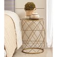 Convex Round Brass Metal Accent Table with Smoked Glass Top