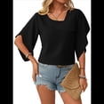 thumbnail image 3 of Blusa Informal Elegante de con Cuello en V para Mujer, 1/2, Verano 2025 Negro S, 3 of 9