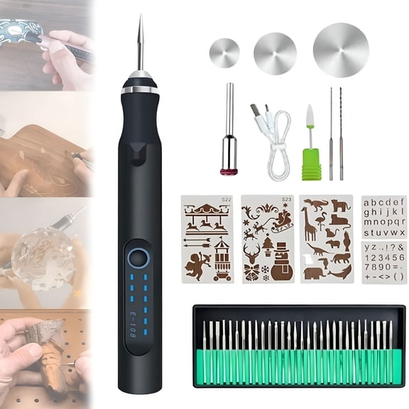 ZEPARO Cordless Electric Engraving Pen, Engraving Tool, USB Rechargeable Engraving Pen Etching Tool Etcher Kit Set, Engraving Pen for Metal, Wood, Glass and Plastic