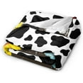 thumbnail image 2 of Cow Print Sunflower Throw Blanket Flannel Fleece Bed Blanket Cozy Air Conditioning Blanket Plush Blanket for Bedroom Living Sofa Car 80"x60", 2 of 6