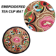 thumbnail image 3 of Posavasos de tela bordada para bebidas, taza con diseño Floral étnico Vintage, 3 of 5