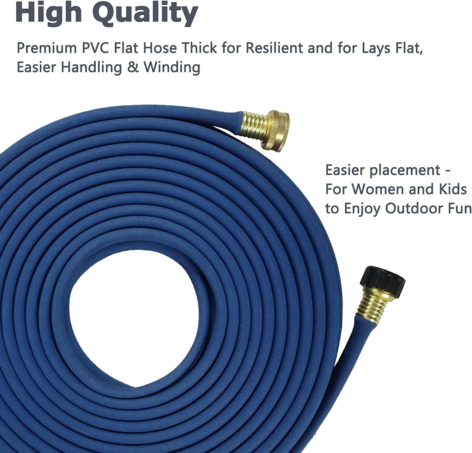 1/2 in. x 50 ft. Garden Flat Soaker Hose More Water Leakage, Heavy-Duty, Metal Hose Connector Ends, Save 80% Water