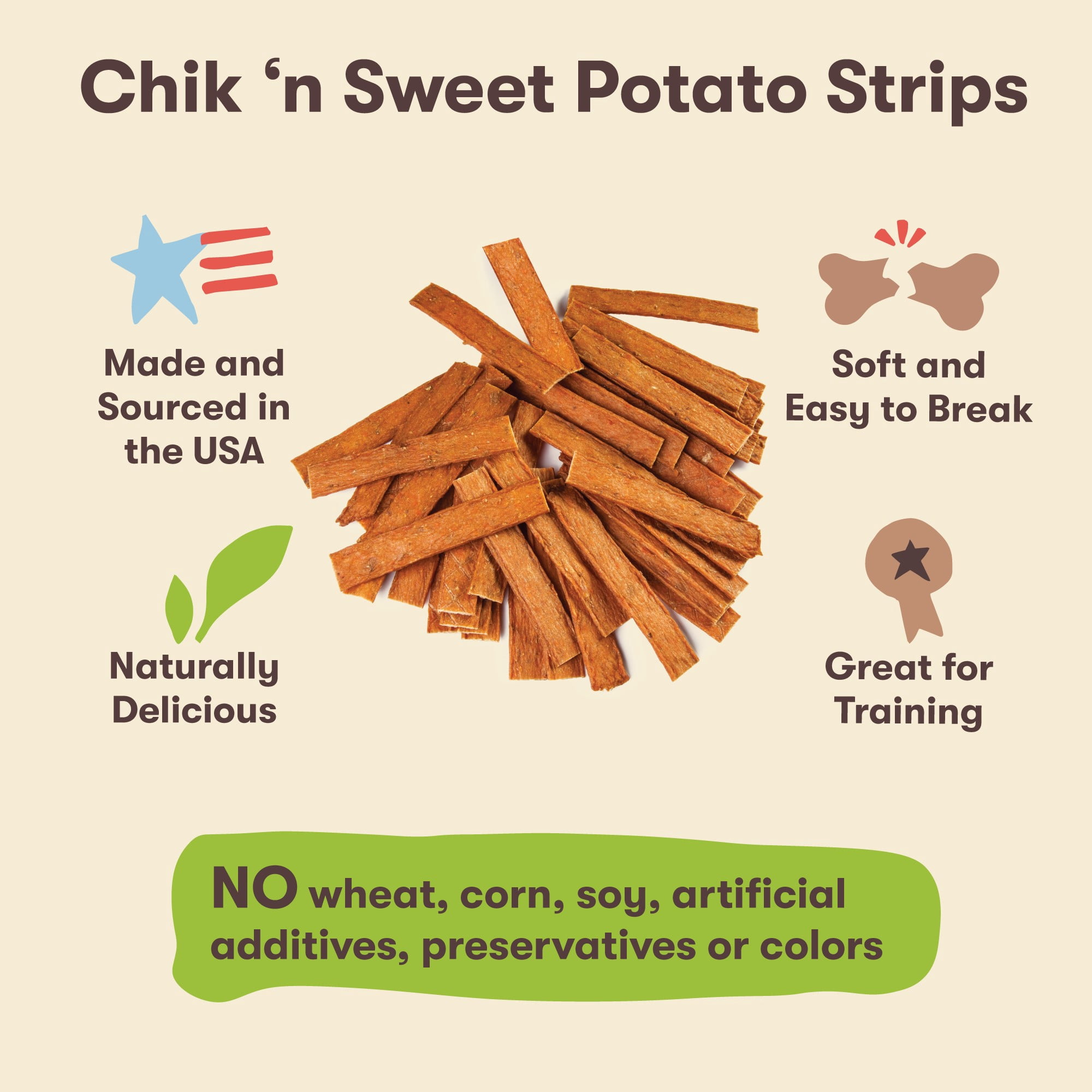 Pet 'n Shape Chik 'n Sweet Potato Strips – Made and Sourced in The USA-All Natural Healthy Dog Treat, 14 Ounce