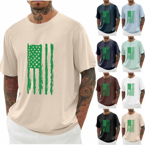 NuoCaiYun Athletic T-Shirt for Men St. Patrick'S Print Round Neck Casual Short Sleeve Tops Blouses