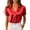 Red, variant on Womens Silk Satin Blouse Button Down V Neck Short Sleeve Shirts Elegant Casual Loose Work Business Summer Tops