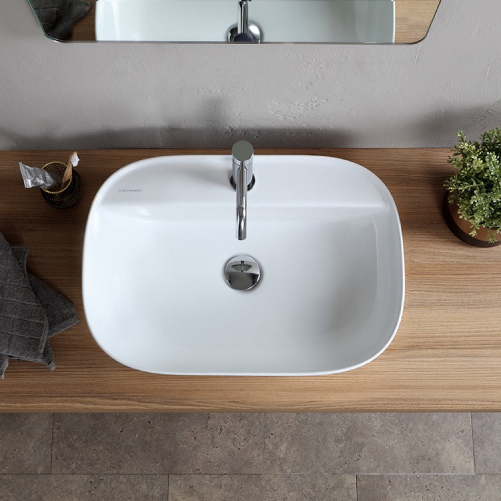 Nameeks Scarabeo 1810-One Hole Scarabeo Glam 23" Rectangular Ceramic Drop In Bathroom Sink