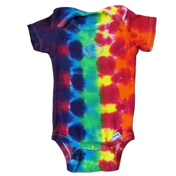 Undee Bandz Baby Girls Tie-Dye Onesie Bling Crown (6-9 Months)