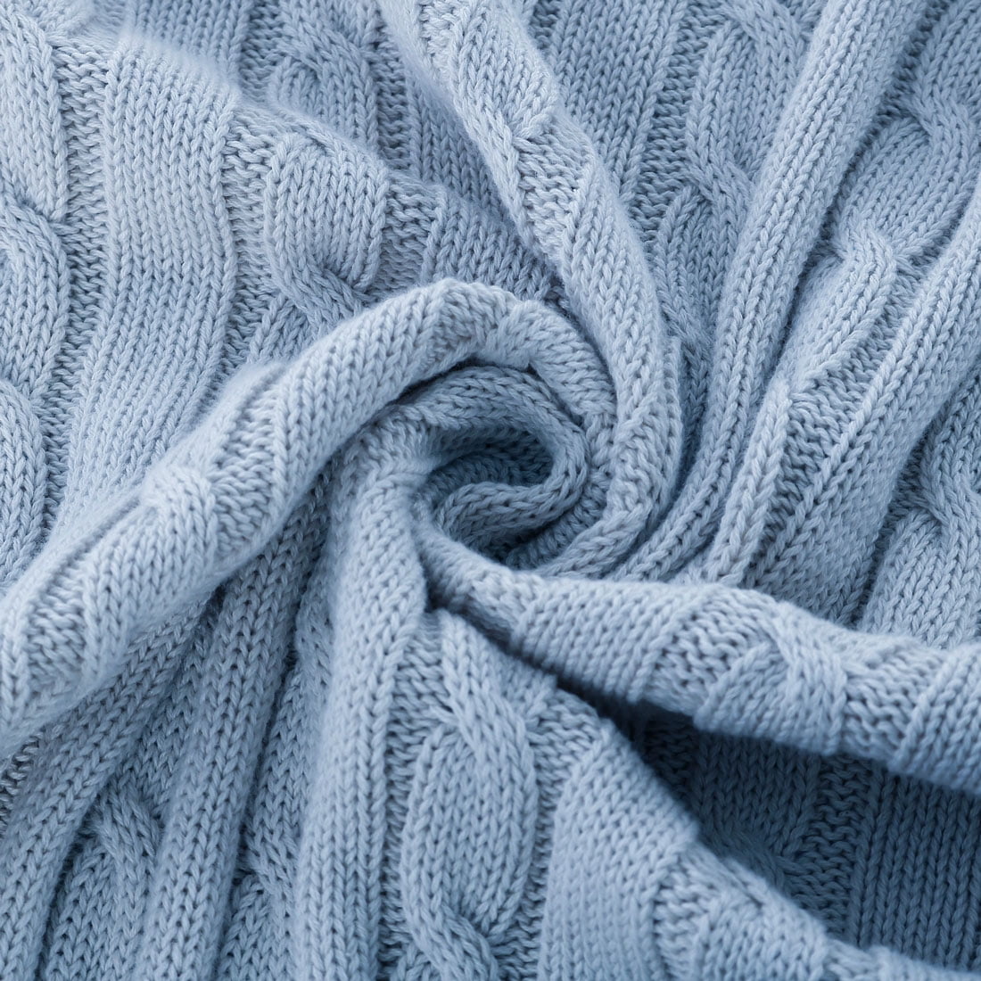 Unique Bargains Cotton Blanket Soft Warm Cable Knit Throw Home Bedding Blanket Pale Blue 50 X60 Other Throw 50 60
