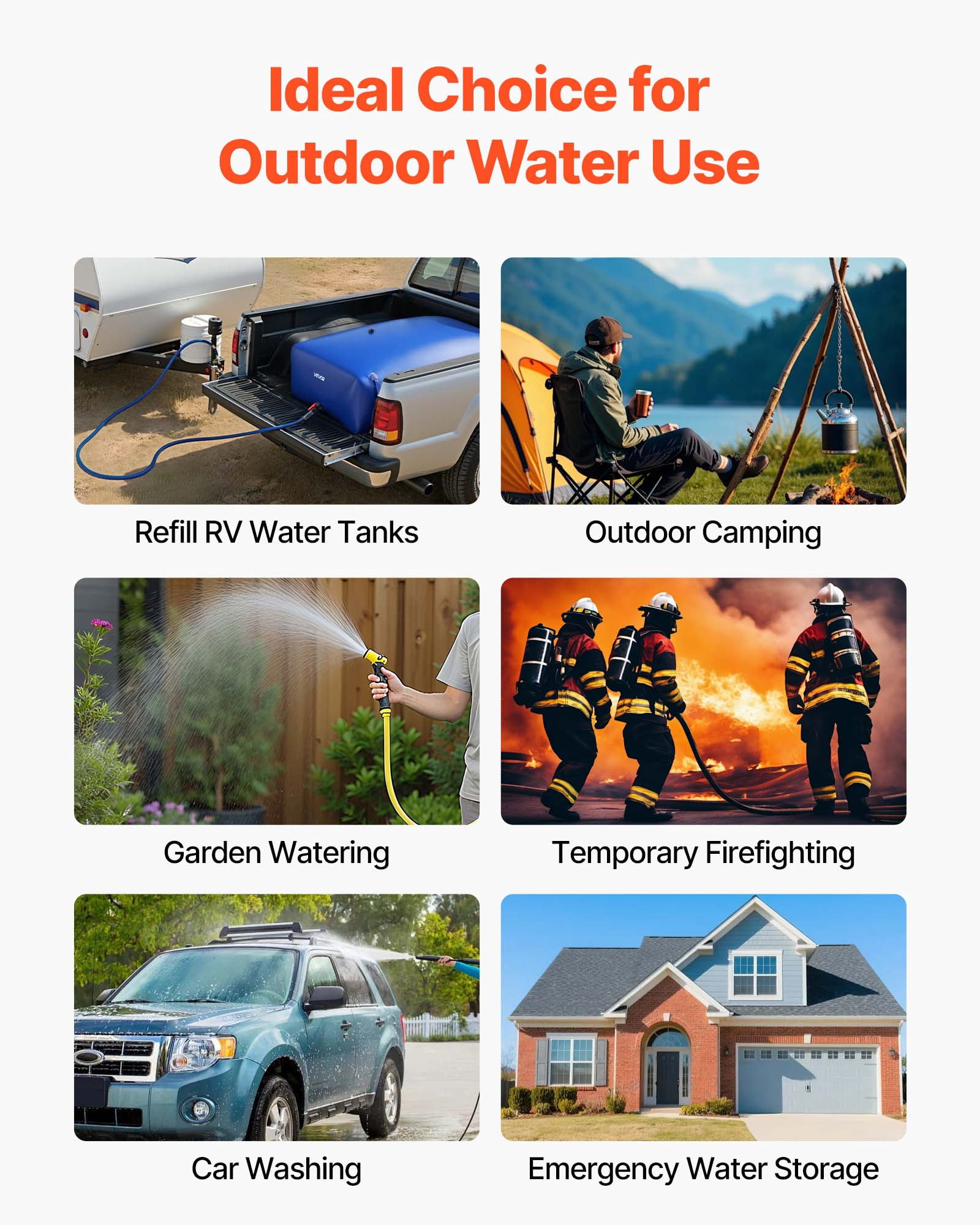 VEVOR Water Storage Bladder 264.2 Gallon Large Capacity Water Bag,Portable & Collapsible Soft Waters Container, Leakproof & Tear-Resistant PVC Emergency Waters Storage Tank for RV Truck & Outdoor Use