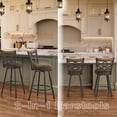 thumbnail image 2 of Swivel Bar Stools Set of 2, 24" Adjustable Counter Height Bar Stool with Back, 29" Taupe Fabric Cushion Barstools, 2 of 6