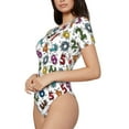 thumbnail image 2 of Naloa Colorful Numbers Women's Short-Sleeved Onesie, One-Piece Swimsuit for Parties, dates, clubs - Medium, 2 of 9