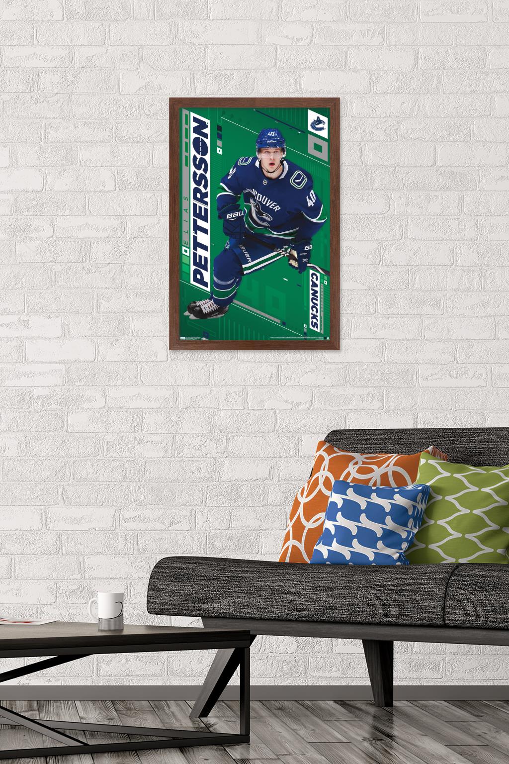 NHL Vancouver Canucks - Elias Pettersson 19 Wall Poster, 14.725" x 22.375", Framed