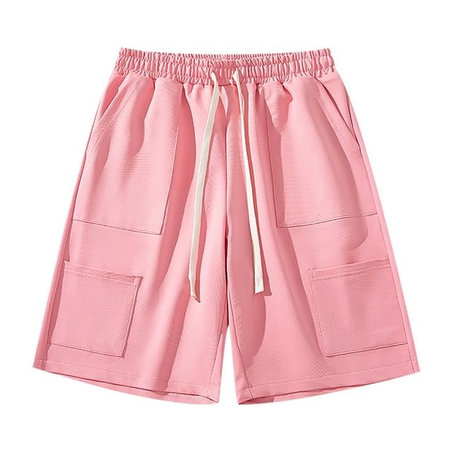 Diufon Men's Athletic Shorts Cotton Linen Drawstring Waisted Outdoor Sport Shorts Spring Summer Shorts with Pockets
