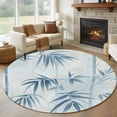 thumbnail image 3 of Bamboos Leaf Round Area&nbsp;Rug 7ft Blue Leaves Abstract Watercolor Art Non-Slip&nbsp;Washable Circle Rugs Soft Felt Indoor Floor Mat for Bedroom Kitchen Living Room Bathroom, 3 of 9