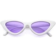 thumbnail image 1 of Womens Exaggerated Slim White Frame Cat Eye Sunglasses Color Tinted Lens 48mm (White / Purple), 1 of 4