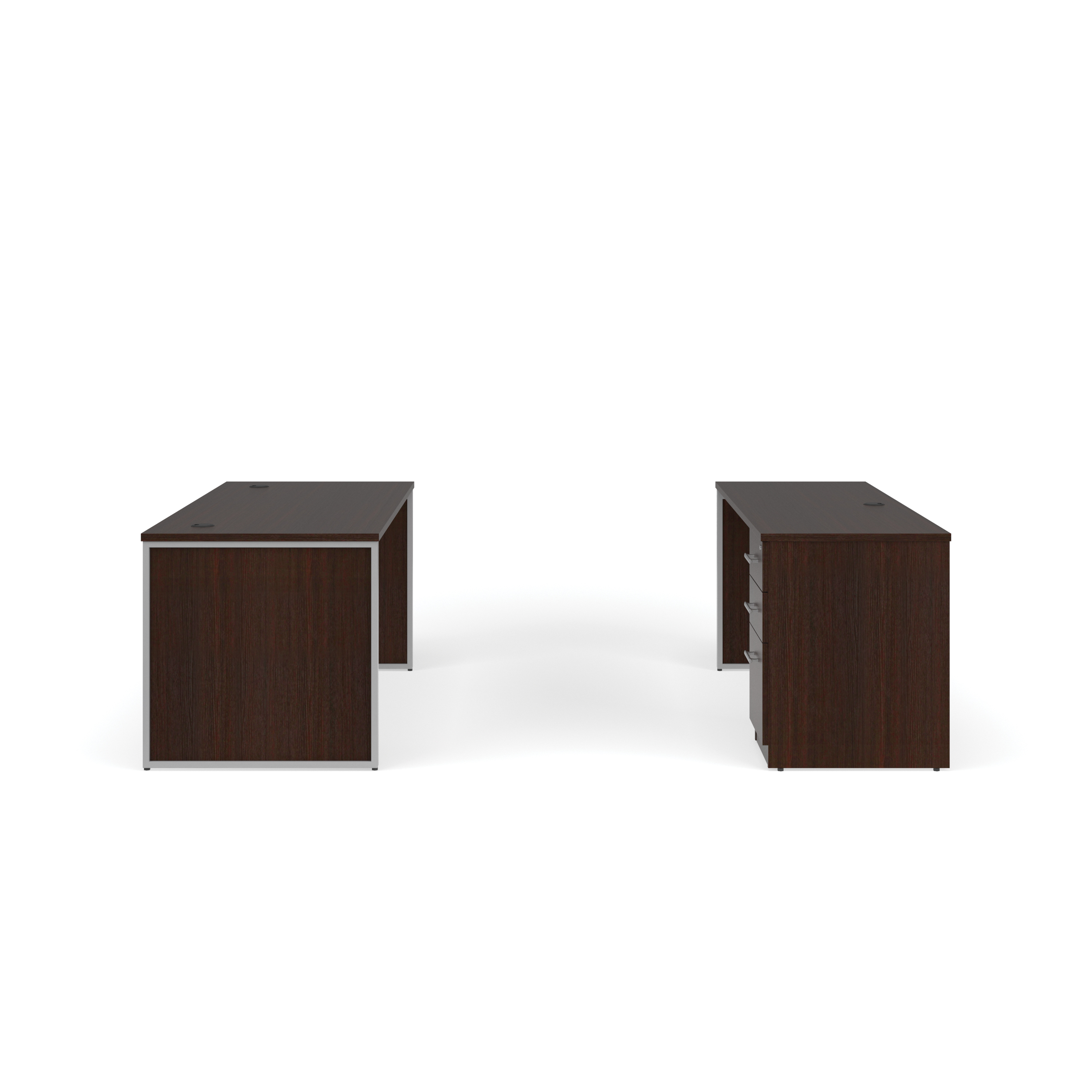 OFM Fulcrum Series Office Furniture Set, 66" Table Desk, 66" Credenza, 3-drawer Filing Cabinet, Leg Panels, in Espresso