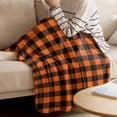 thumbnail image 4 of Throw Blanket for Couch Orange Black Plaid Soft Fleece Flannel Blankets Cozy Lightweight Blanket for Home Sofa Living Room Farmhouse Buffalo Check Bed Throws 60" x 80", 4 of 9