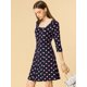 thumbnail image 4 of Allegra K Vestido A-Línea Retro De Lunares Botón Abajo Cuello Cuadrado Fruncido Para Mujer Azul S Unique Bargains Camisa con botones florales de tinta, 4 of 6