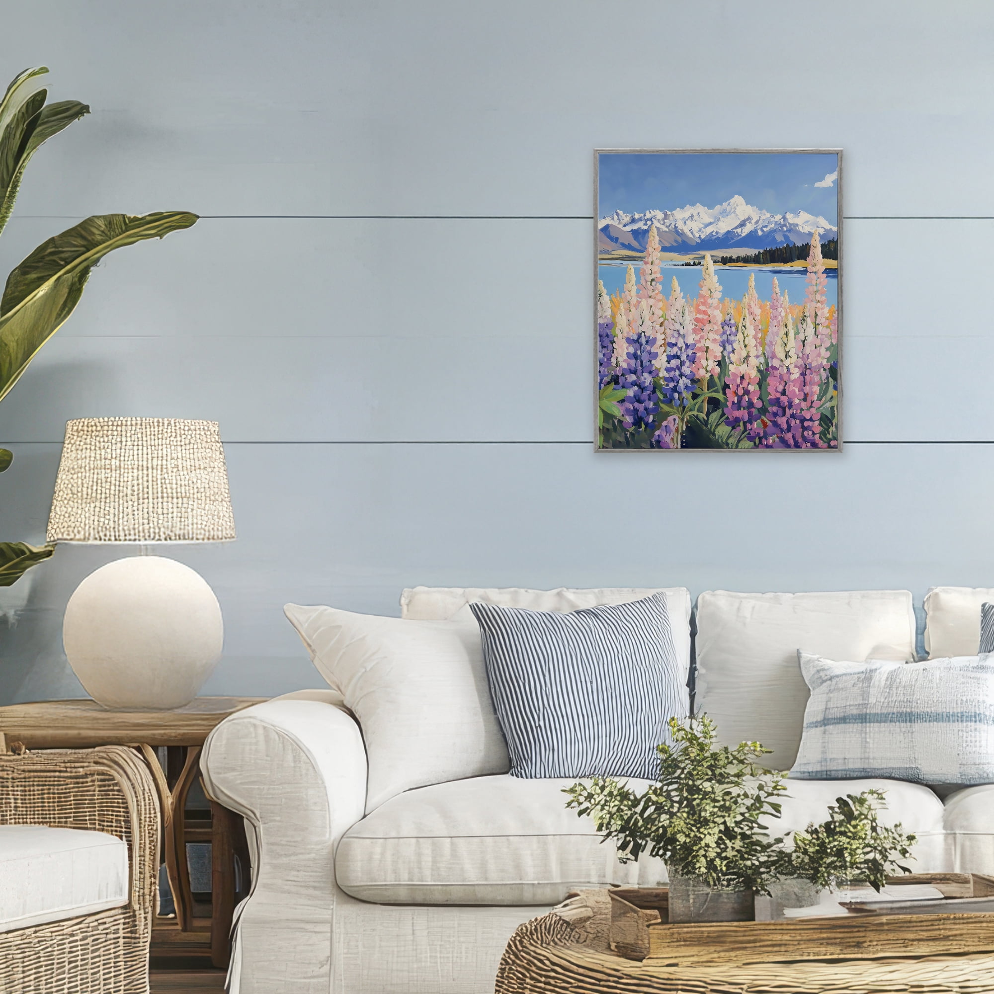 Stupell Industries Mountains & Wildflowers by Lake Gray Framed Giclee Art, design by The Prints Vibe