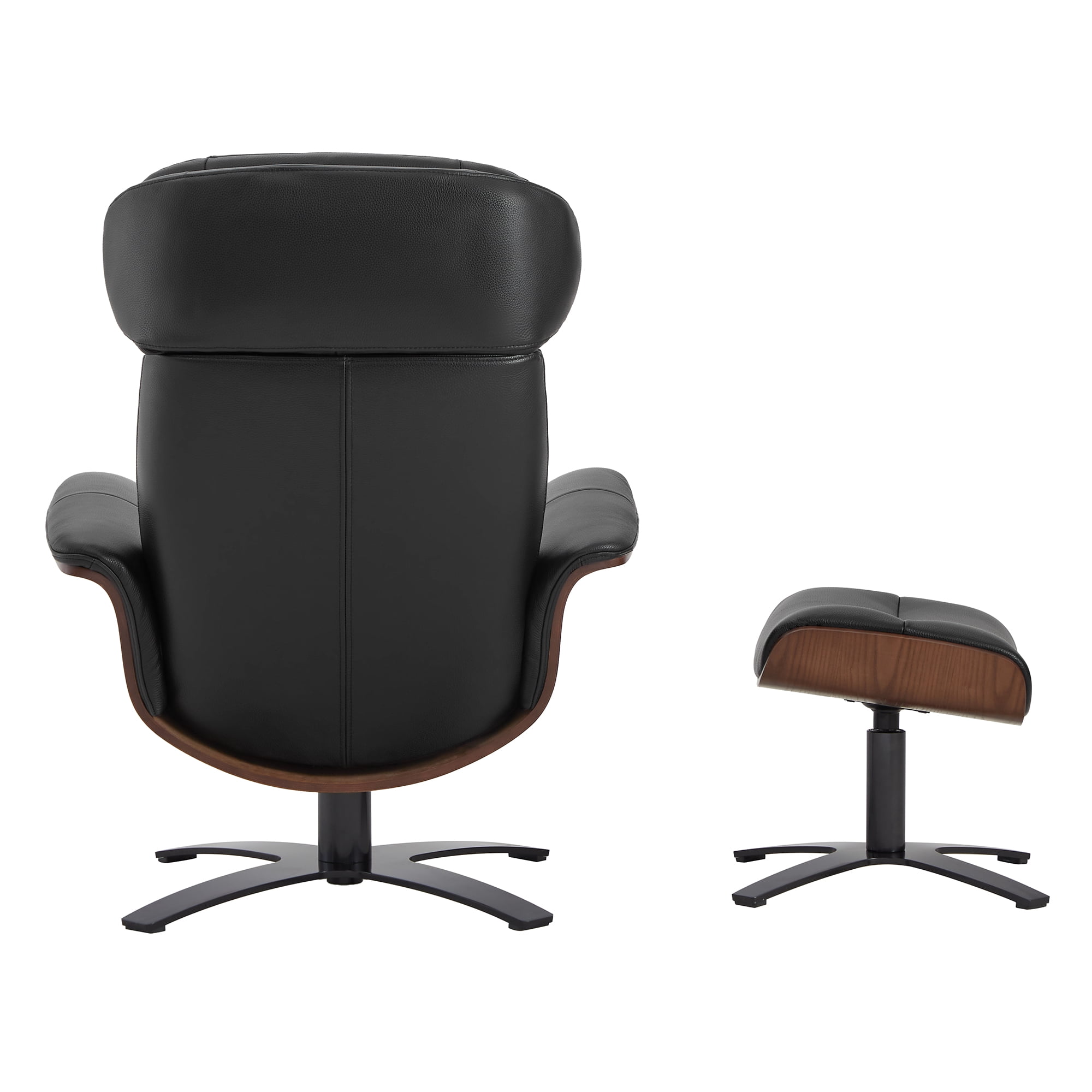 CHITA Swivel Recliner Chair with Ottoman Set & Adjustable Headrest, Leather Lounge Accent Arm Chairs for Living Room Bedroom, Black
