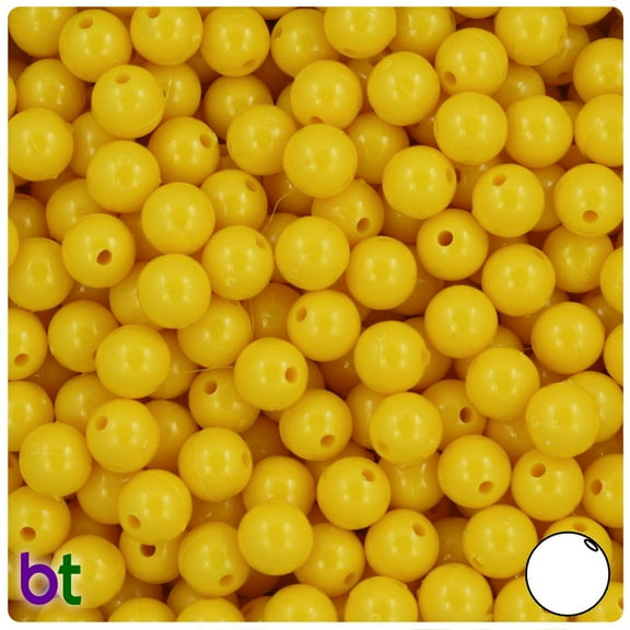 BeadTin Bright Yellow Opaque 8mm Round Craft Beads (300pcs)