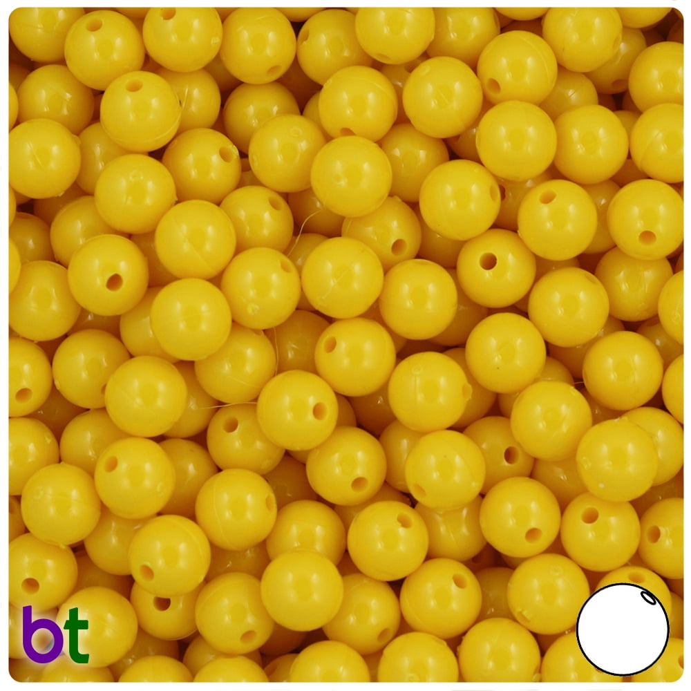 BeadTin Bright Yellow Opaque 8mm Round Craft Beads (300pcs) Walmart