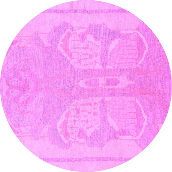Ahgly Company Indoor Round Abstract Purple Modern Area Rugs, 3' Round