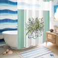 thumbnail image 5 of No Hook Shower Curtain with Built-in Rings - Botanical&nbsp;floral Washable Waterproof Fabric Bathroom Curtains for Hotel,Rentals, 72X 96 Inch Extra Long , Retro Watercolor Eucalyptus Leaves Green, 5 of 9