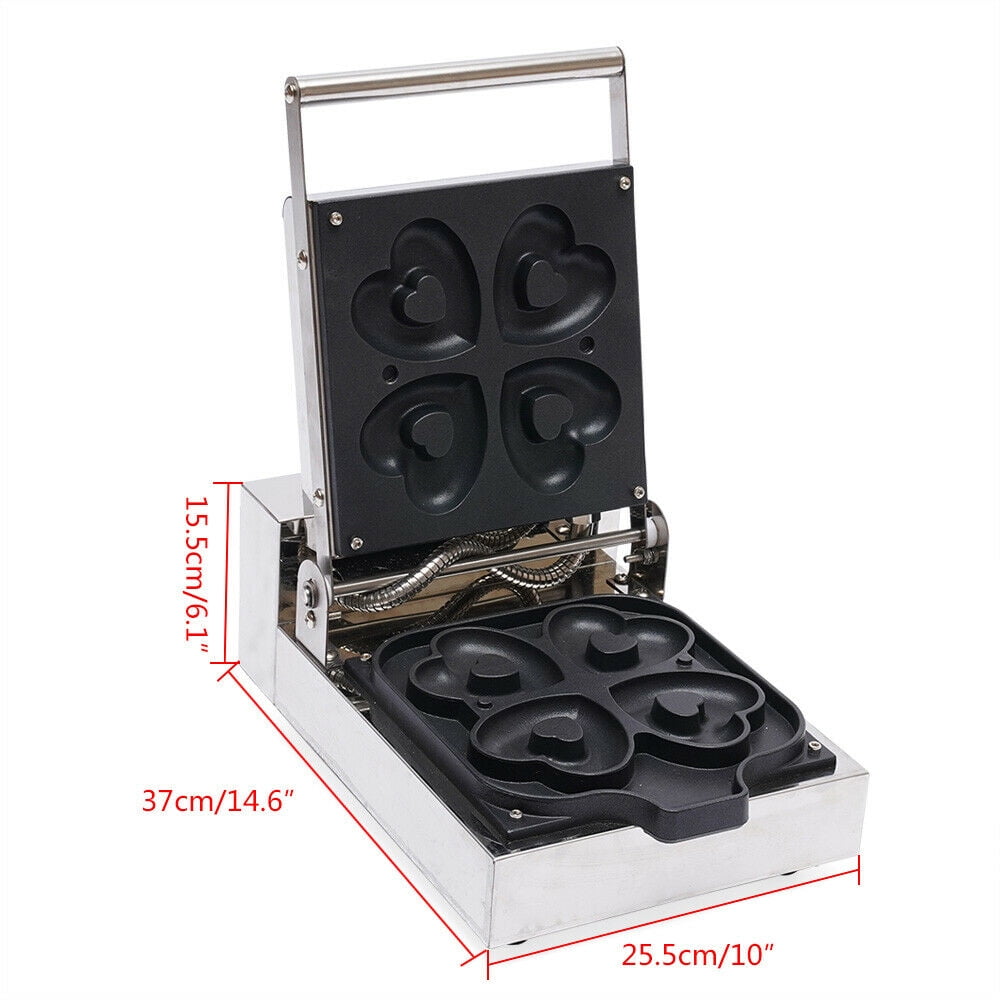 Commercial Donut Waffle Machine Waffle Baker 4 Mini Heart Shaped Doughnut Maker