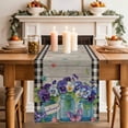 thumbnail image 2 of Table Runner - 90 Inch Long, Hello Spring Kitchen Dining Table Runner Dresser Scarves, Pastoral Purple Bottle Floral Wooden Plaid Farmhouse Decor for Coffee Tables Wedding Party Banquet, 2 of 8