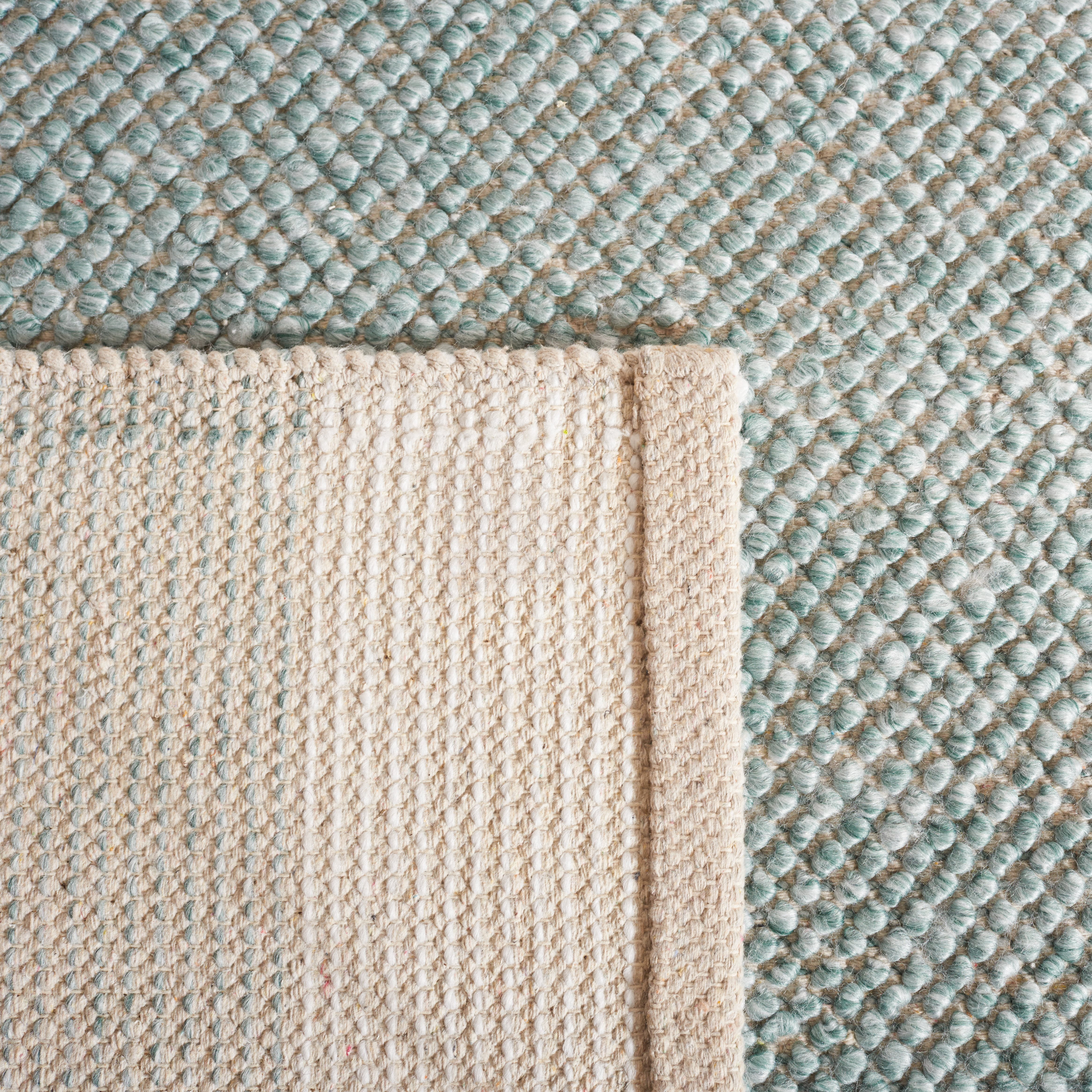 SAFAVIEH Natura Marina Striped Wool Area Rug, Turquoise/Ivory, 4' x 6'