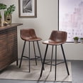 thumbnail image 2 of GDF Studio Dex Bar Stool, Brown, Faux Leather, Set of 2, 2 of 11
