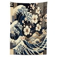 thumbnail image 2 of Ambesonne Anime Outdoor Tablecloth, Squama Scale Sakura and Waves, 58"x120", Taupe Beige Dark Blue, 2 of 2
