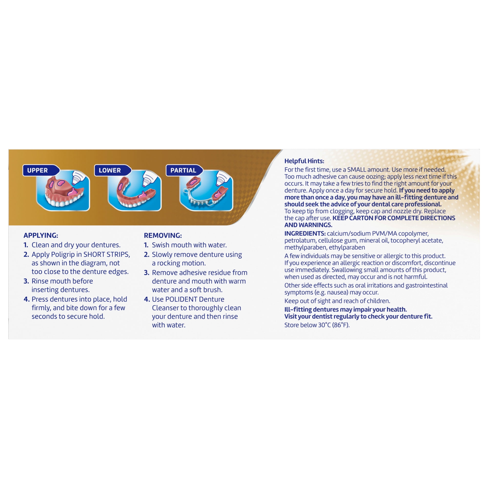 Super Poligrip Original Denture and Partials Adhesive Cream, 2.2 Oz, 2