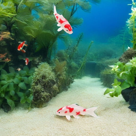 Baluue 2Pcs Artificial Koi Fish Figurines for Home Garden Aquarium Decor Fade Resistant PVC