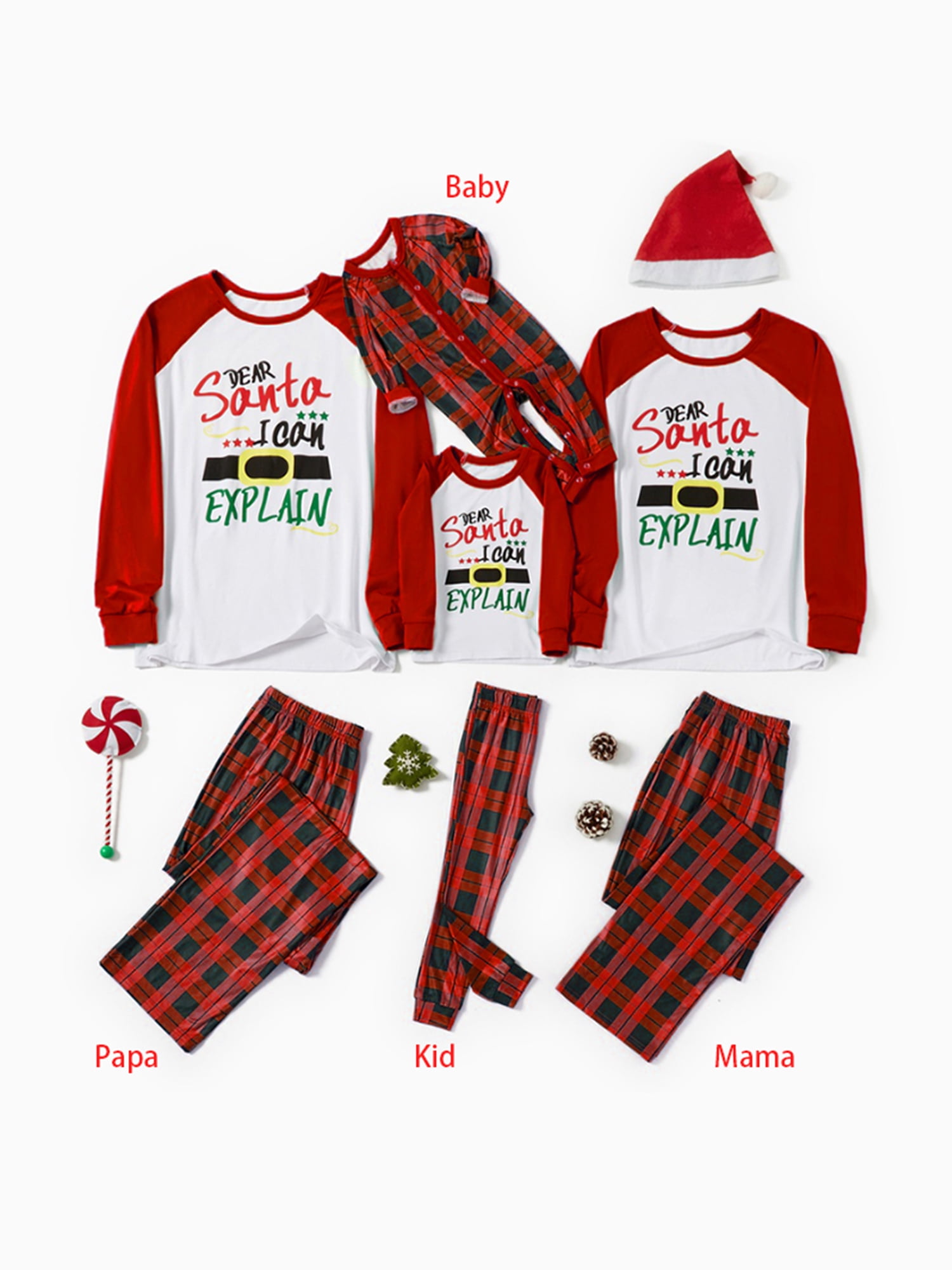 Long Sleeve Cute Funny Family Matching Christmas Pajamas Sets Xmas ...