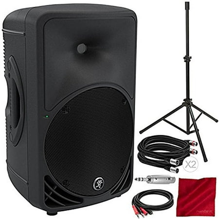 Mackie SRM350v3 1000 Watts 10 High-Definition Portable Powered Loudspeaker and Accessory Bundle w/ Lightweight Professional Speaker Stand +