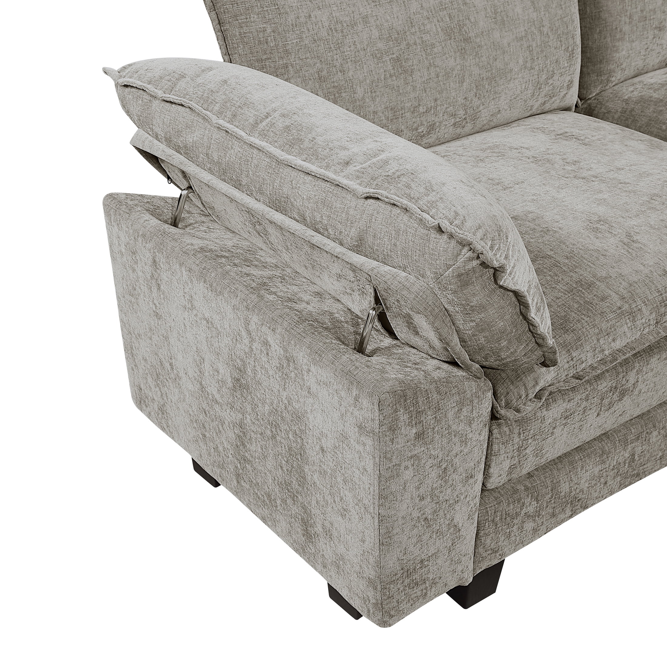 OakvillePark Corvan Chenille 5-Piece L-Shaped Modular Sectional, Dark Pewter