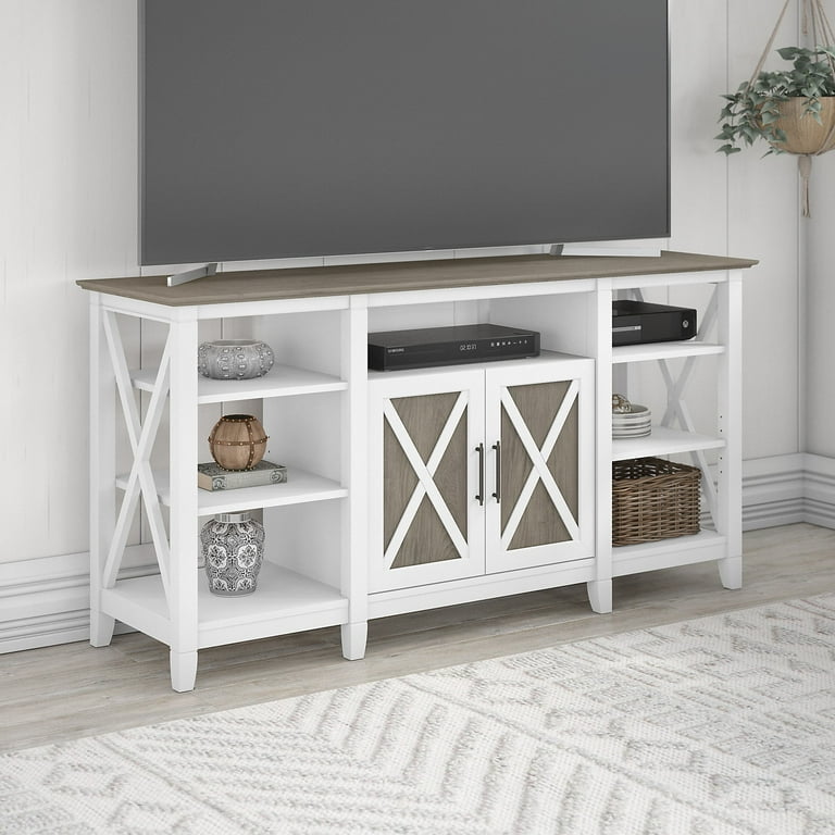Bush Furniture Key West Tall TV Stand for 65 Inch TV in Pure White