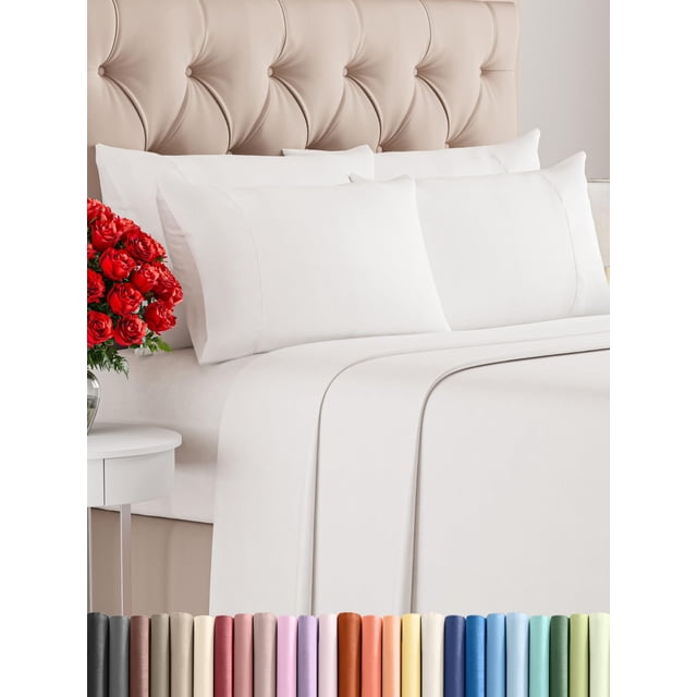 Juego de sábanas CGK Unlimited King Size, 6 piezas, blanco envejecido