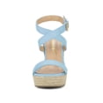 thumbnail image 6 of BLISSFUL STEP Outfit Women's Shoes Espadrille Wedge Slingback Crisscross Sandals Sky Blue 6, 6 of 7