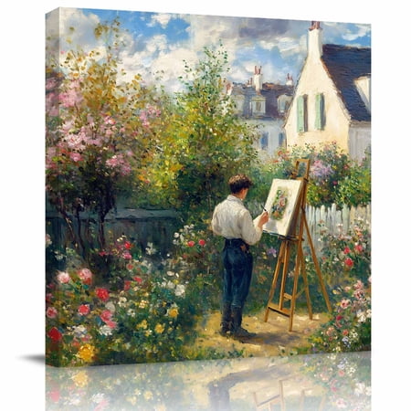 Wall Art Prints Country Flowers Framed Canvas Prints for Bedroom Living Room Bathroom Office Farmhouse Garden Flowers Artwork Gallery Wrap Wall Art Poster for Gifts Home Decor 16 x16