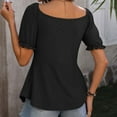 thumbnail image 6 of Raeneomay Oversized T Shirts for Women Casual Tops Womens V-Neck Solid Blouses and Tops Short Sleeve Drawstring Shirts and Tops, 6 of 6