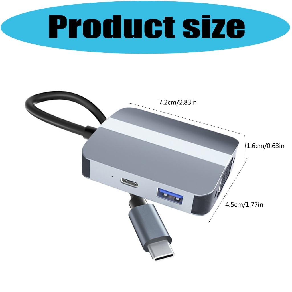 PatungKu 5 in 1 USB C Docking Station Multiport Adapter Multiple Port 3.5mm VGA HDTV