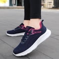 thumbnail image 2 of Daznico Women's Plus Size Breathable Mesh Sneakers - Wide Width Comfortable -On Shoes - Non- Summer Casual Walking Shoes,Color:Dark Blue,Size:9, 2 of 9
