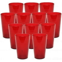 TrueCraftware- Set of 12 Tall Pebbled Tumbler/Drinking Cups 32-Ounce Red Color- Reusable Premium Water Iced Tea Glasses Stackable Dishwasher Safe Break-Resistant for Home and Restaurants