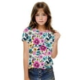 thumbnail image 4 of Atogsazn Children's Girl Floral Tshirt Kids Casual Flowy Short Sleeve T-shirt Summer Clothes Top for Girls Pink 7-8 Years, 4 of 6