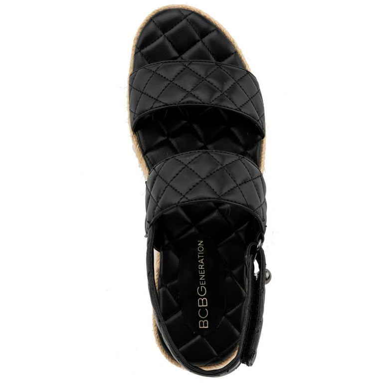 BCBGeneration Womens Fantasa Faux Leather Ankle Strap Flat Sandals 